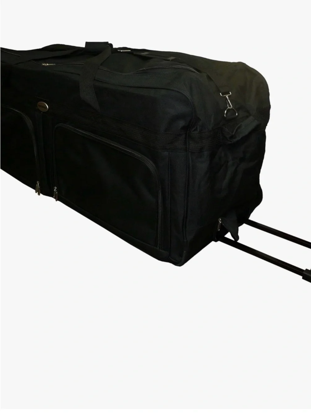 Expandable Black Rolling Duffel Bag with Telescoping Handle